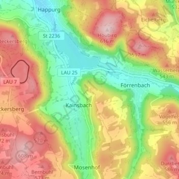 Mappa topografica Reicheneck, altitudine, rilievo