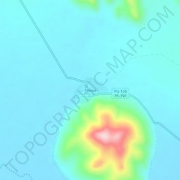 Mappa topografica Pinaya, altitudine, rilievo