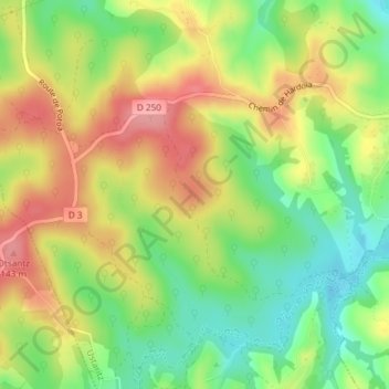 Mappa topografica Hardoia, altitudine, rilievo