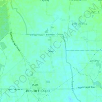 Mappa topografica Pawas, altitudine, rilievo
