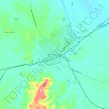 Mappa topografica Morrinsville, altitudine, rilievo