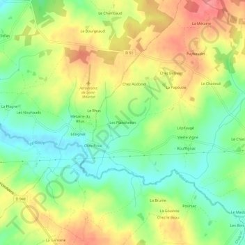 Mappa topografica Les Planchettes, altitudine, rilievo