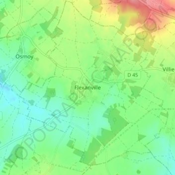 Mappa topografica Flexanville, altitudine, rilievo