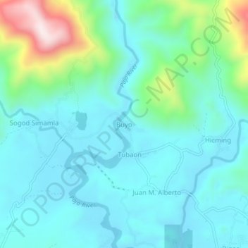 Mappa topografica Buyo, altitudine, rilievo