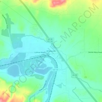 Mappa topografica Whitewater, altitudine, rilievo