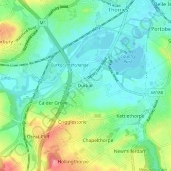 Mappa topografica Durkar, altitudine, rilievo