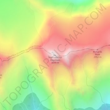 Mappa topografica International Mountain, altitudine, rilievo