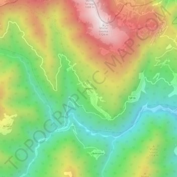 Mappa topografica Vesimo, altitudine, rilievo