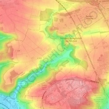 Mappa topografica Mähringen, altitudine, rilievo
