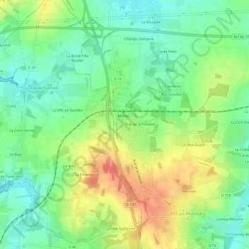 Mappa topografica La Costardais, altitudine, rilievo