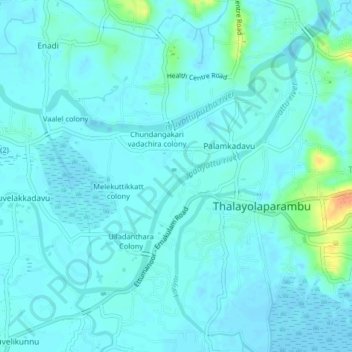 Mappa topografica Kulangara colony, altitudine, rilievo