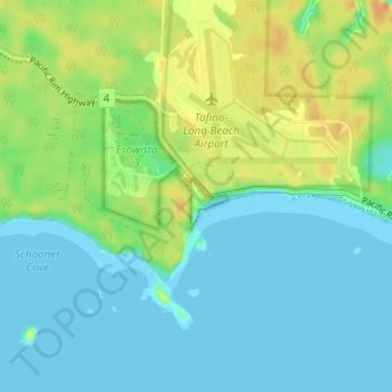 Mappa topografica Esowista, altitudine, rilievo
