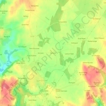 Mappa topografica Kerivoal, altitudine, rilievo