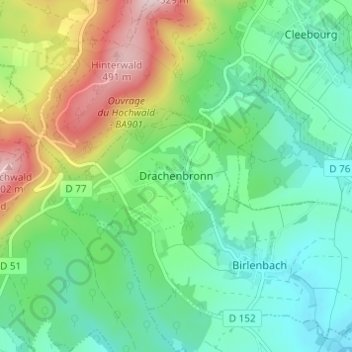 Mappa topografica Drachenbronn, altitudine, rilievo