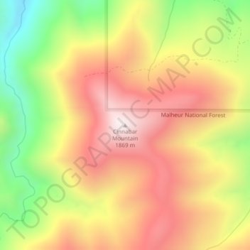 Mappa topografica Cinnabar Mountain, altitudine, rilievo
