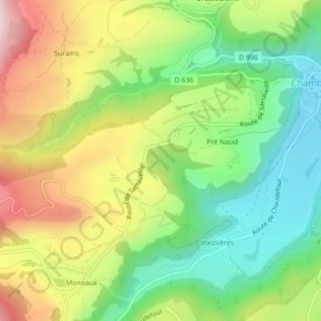Mappa topografica La Caire, altitudine, rilievo