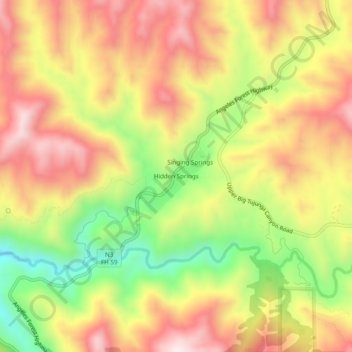 Mappa topografica Hidden Springs, altitudine, rilievo