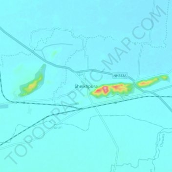 Mappa topografica Sheikhpura, altitudine, rilievo