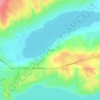 Mappa topografica Lake Como, altitudine, rilievo