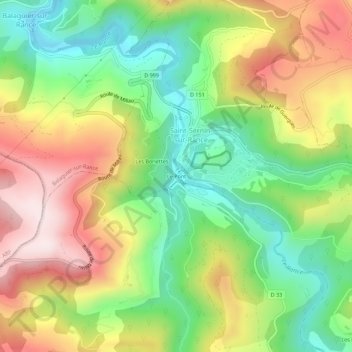 Mappa topografica Le Pont, altitudine, rilievo