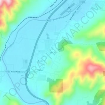 Mappa topografica Tri City, altitudine, rilievo