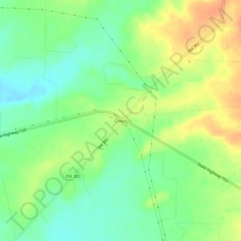 Mappa topografica Crews, altitudine, rilievo