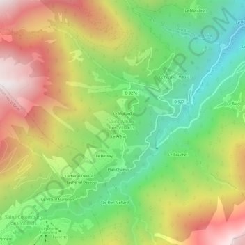 Mappa topografica Le Chef-lieu, altitudine, rilievo