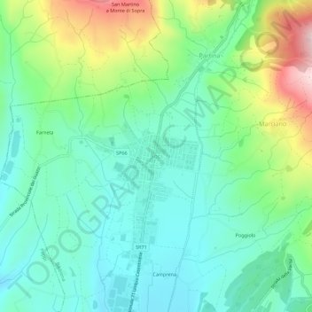 Mappa topografica Soci, altitudine, rilievo