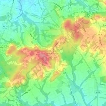 Mappa topografica Mount Pleasant, altitudine, rilievo