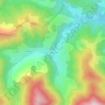 Mappa topografica Les Bantines, altitudine, rilievo