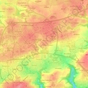 Mappa topografica Botspern, altitudine, rilievo