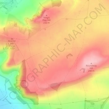 Mappa topografica Roundway Down, altitudine, rilievo