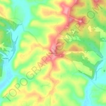 Mappa topografica Gentryville, altitudine, rilievo