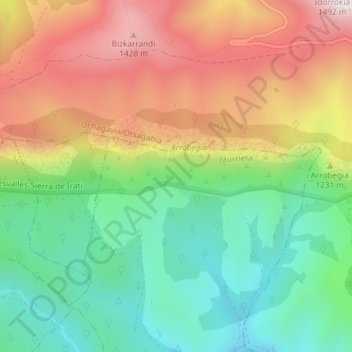 Mappa topografica Arpea, altitudine, rilievo