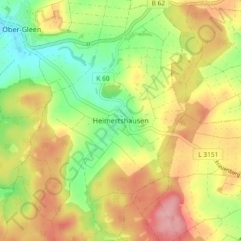 Mappa topografica Heimertshausen, altitudine, rilievo