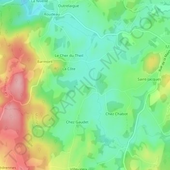 Mappa topografica Bagnole, altitudine, rilievo