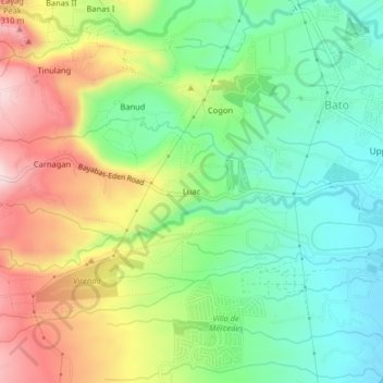 Mappa topografica Luac, altitudine, rilievo