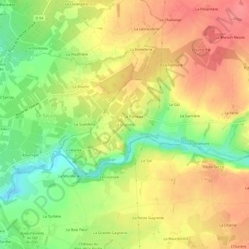 Mappa topografica La Chaloire, altitudine, rilievo