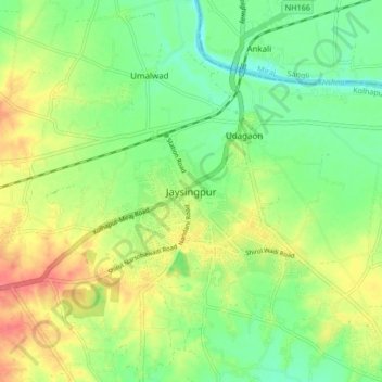 Mappa topografica Jaysingpur, altitudine, rilievo