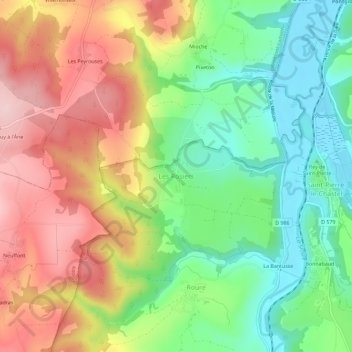 Mappa topografica Les Rosiers, altitudine, rilievo