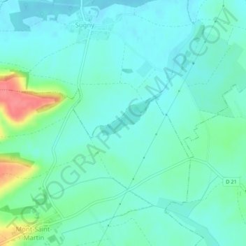 Mappa topografica Les Marais, altitudine, rilievo