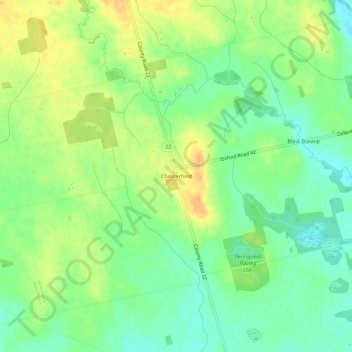 Mappa topografica Chesterfield, altitudine, rilievo
