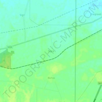 Mappa topografica Sigra, altitudine, rilievo