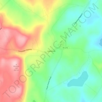 Mappa topografica Lakewood, altitudine, rilievo