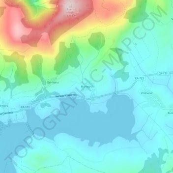 Mappa topografica Monegro, altitudine, rilievo