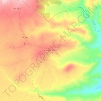 Mappa topografica Campo Cámara, altitudine, rilievo
