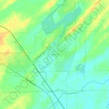 Mappa topografica Fall River, altitudine, rilievo