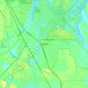 Mappa topografica Havelock, altitudine, rilievo