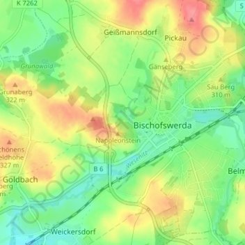 Mappa topografica Grüneck, altitudine, rilievo