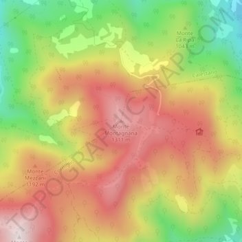 Mappa topografica Monte Montagnana, altitudine, rilievo